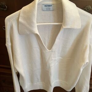 Old Navy Women's V-Neck Cream Sweater